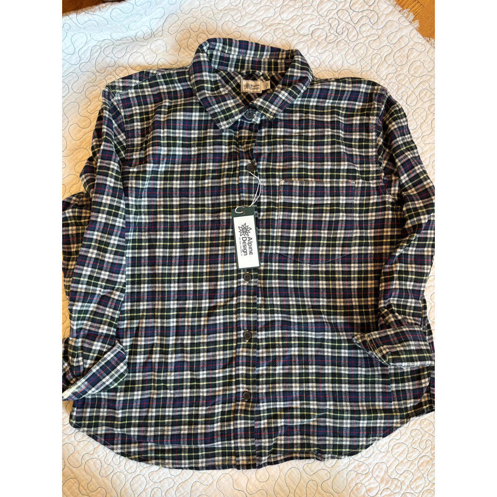 Alpine Design Women's Plaid Casual Button-Up Shirt Size Large